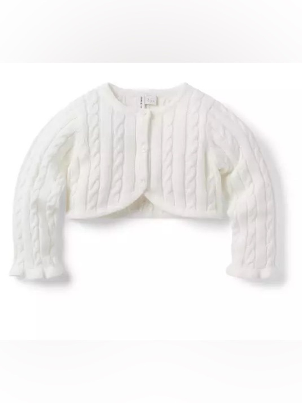Baby Cropped Cream Cable Knit Cardigan (Size 6-12M)